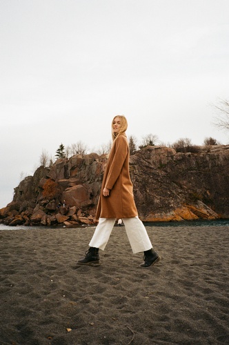 Girl in Duluth MN Black Sand Beach Fashion Photo